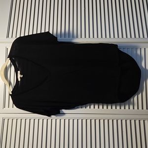 Women's Express Black V Neck Short Sleeve Slub Tee, Size XS